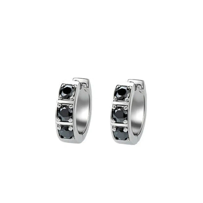 3.5mm Chunky Diamond Huggie Hoop Earrings Black