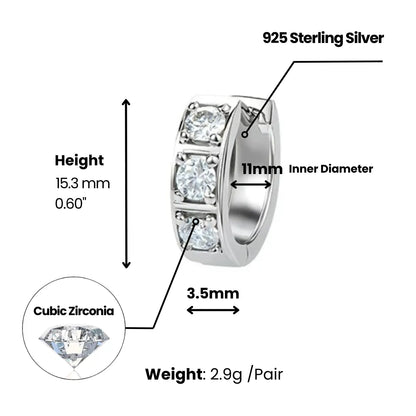 3.5mm Chunky Diamond Huggie Hoop Earrings Dimensions and Weight