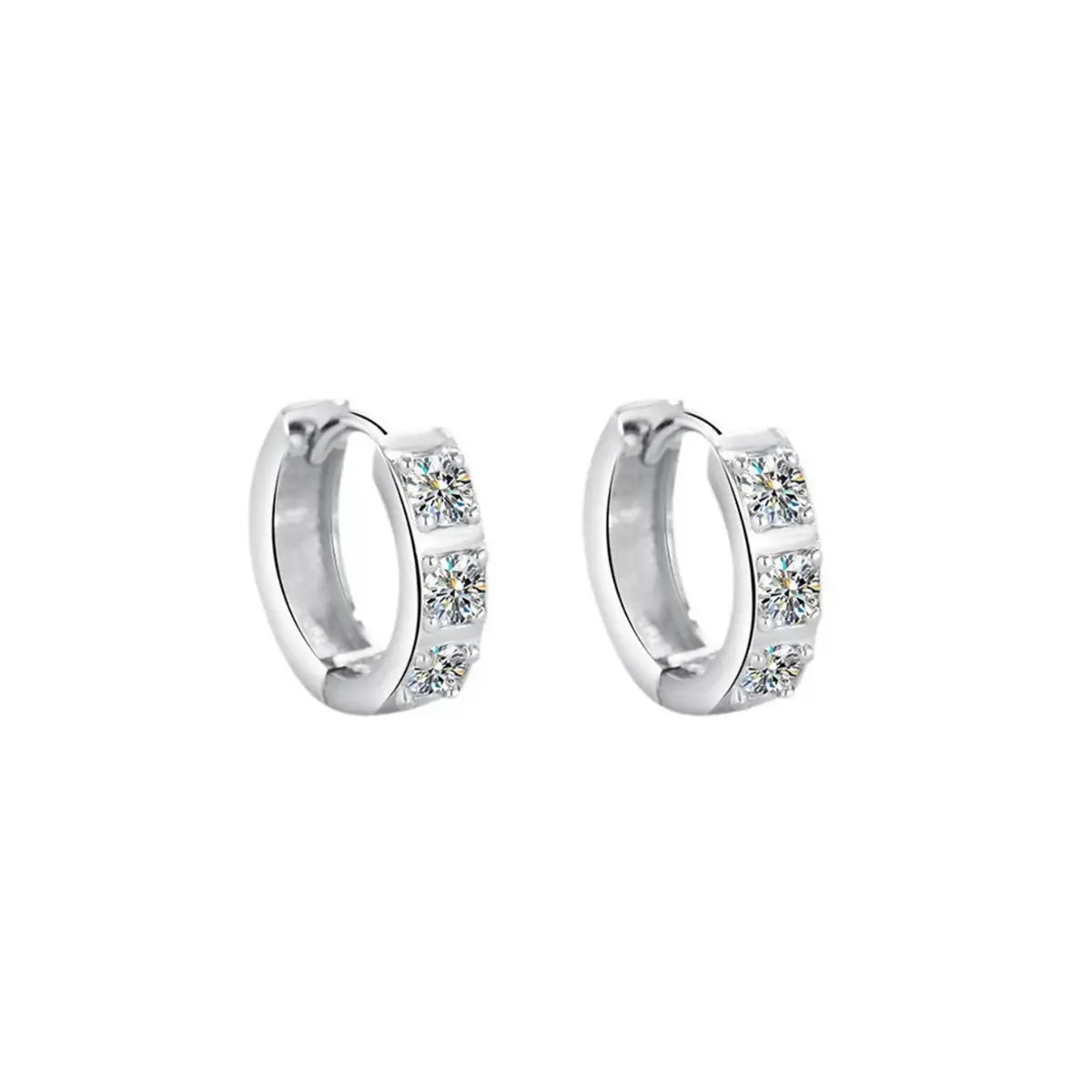 3.5mm Chunky Diamond Huggie Hoop Earrings White Gold
