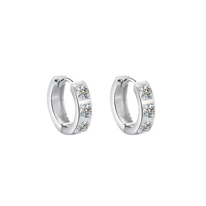 3.5mm Chunky Diamond Huggie Hoop Earrings White Gold