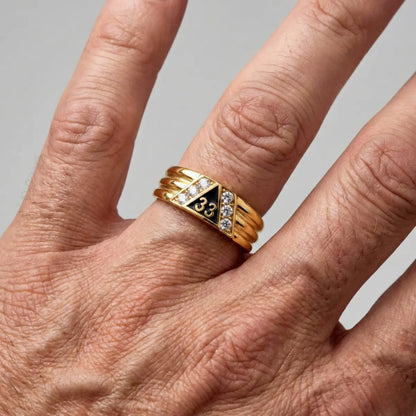 33rd Degree Ring Gold Diamond Worn by Male Model