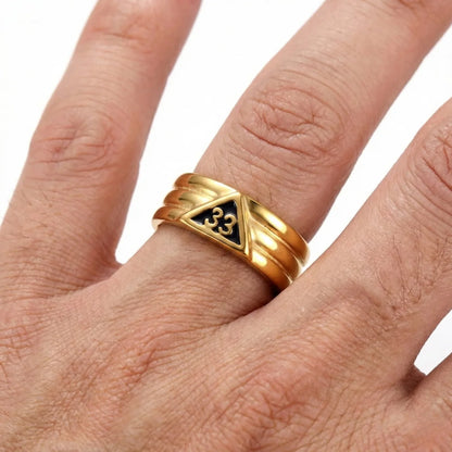 33rd Degree Ring Gold Worn by Male Model