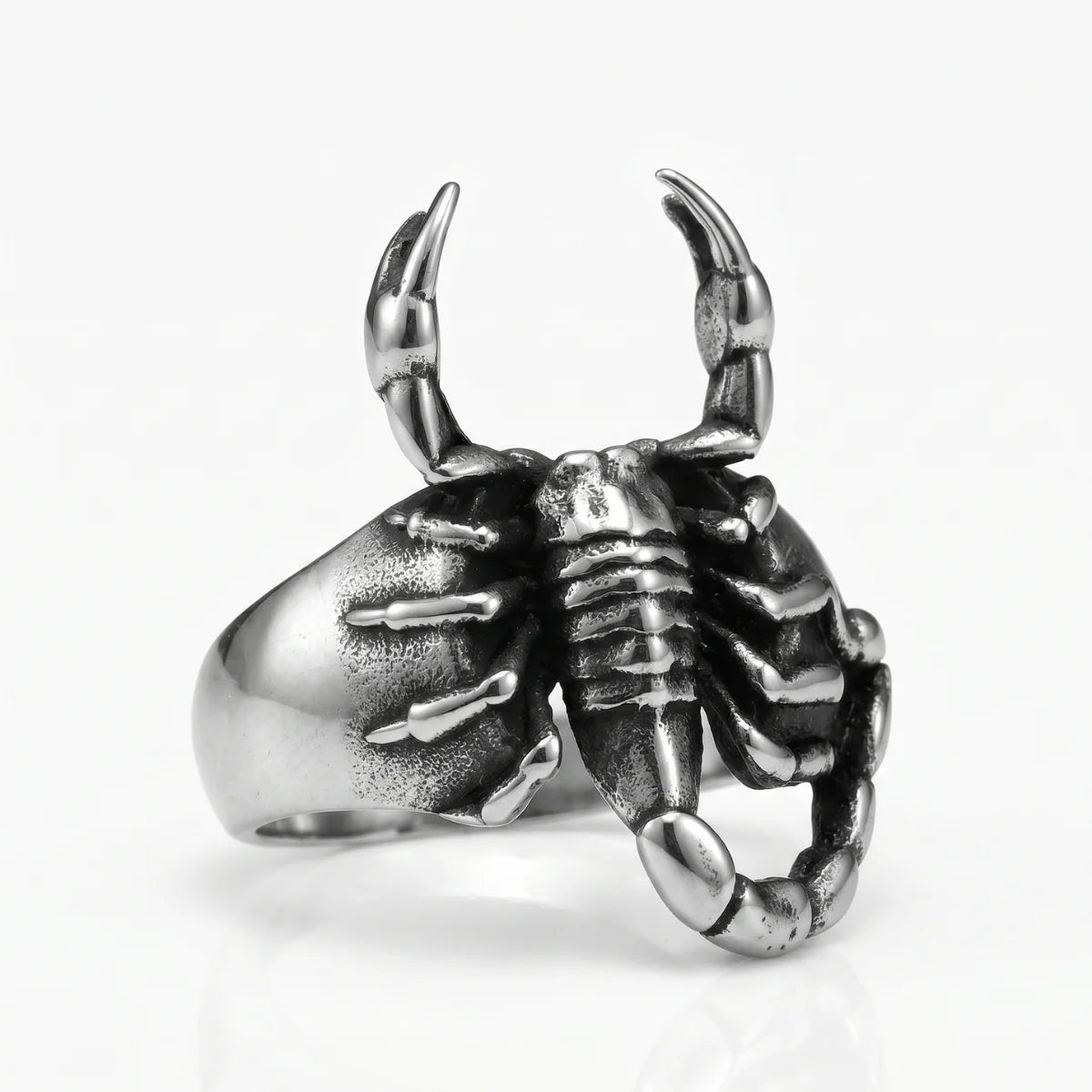 3D Scorpion Ring Silver White Background Alternative Mens Accessories