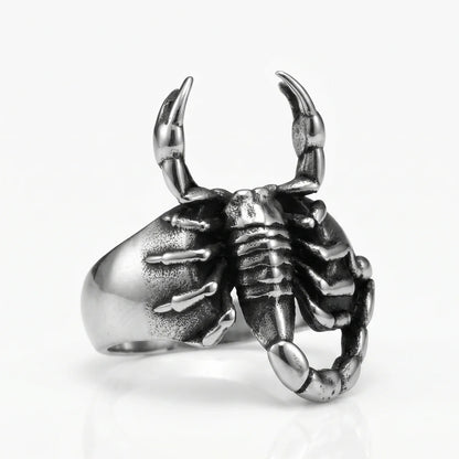 3D Scorpion Ring Silver White Background Alternative Mens Accessories