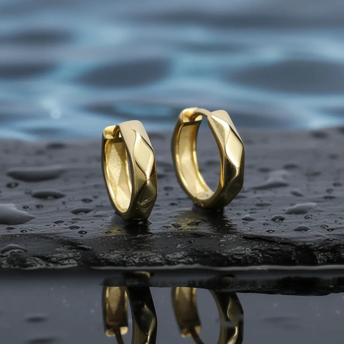 4mm Irregular Chunky Hoop Earrings Gold