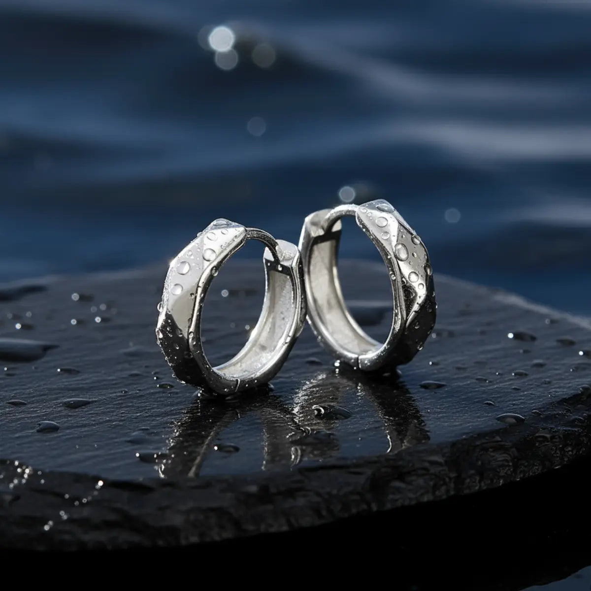 4mm Irregular Chunky Hoop Earrings White Gold