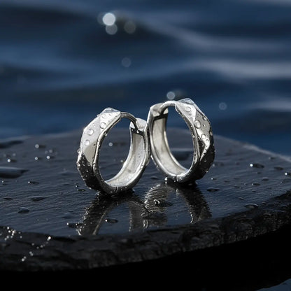 4mm Irregular Chunky Hoop Earrings White Gold