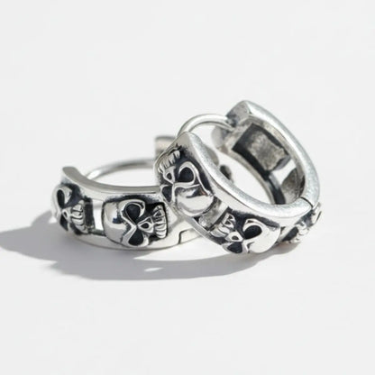5mm Silver Skull Head Huggie Hoop Earrings Side