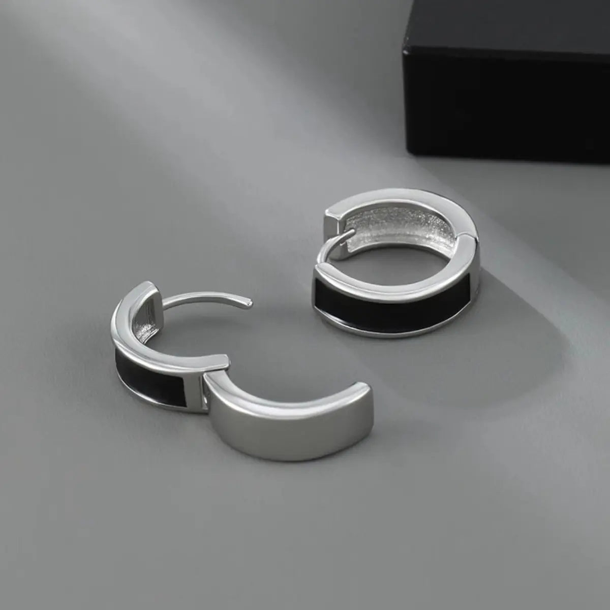 5mm Sterling Silver Hoop Earrings Black Back Details