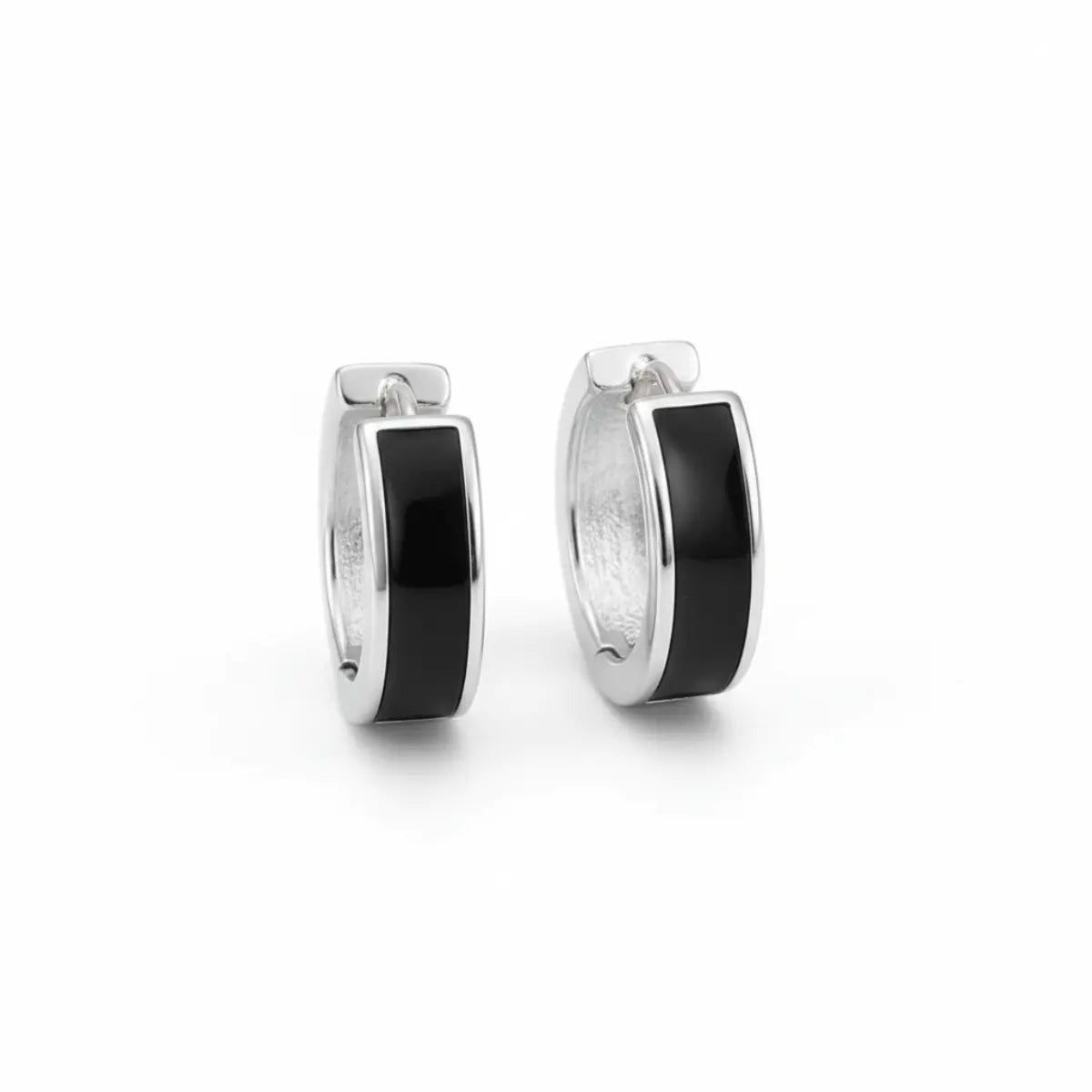 5mm Sterling Silver Hoop Earrings Black Details