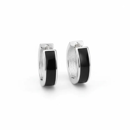 5mm Sterling Silver Hoop Earrings Black Details