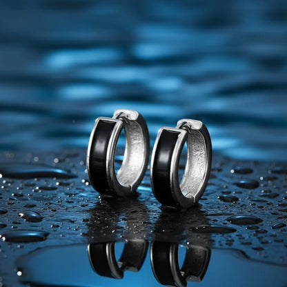 5mm Sterling Silver Hoop Earrings Black