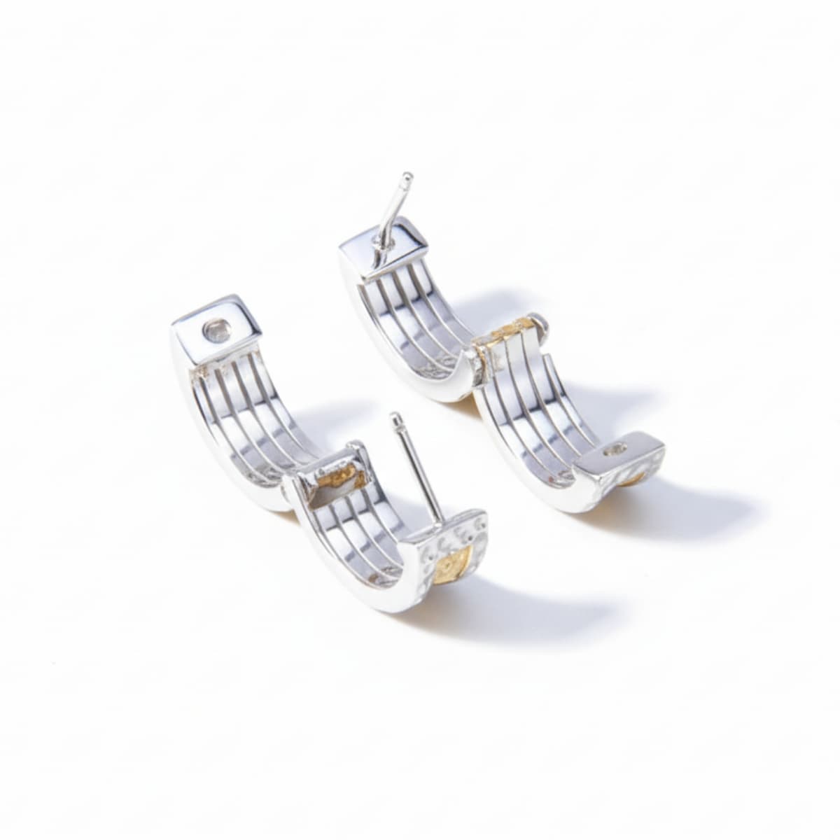 6mm Huggie Hoop Earrings 18K Two Tone Gold Back