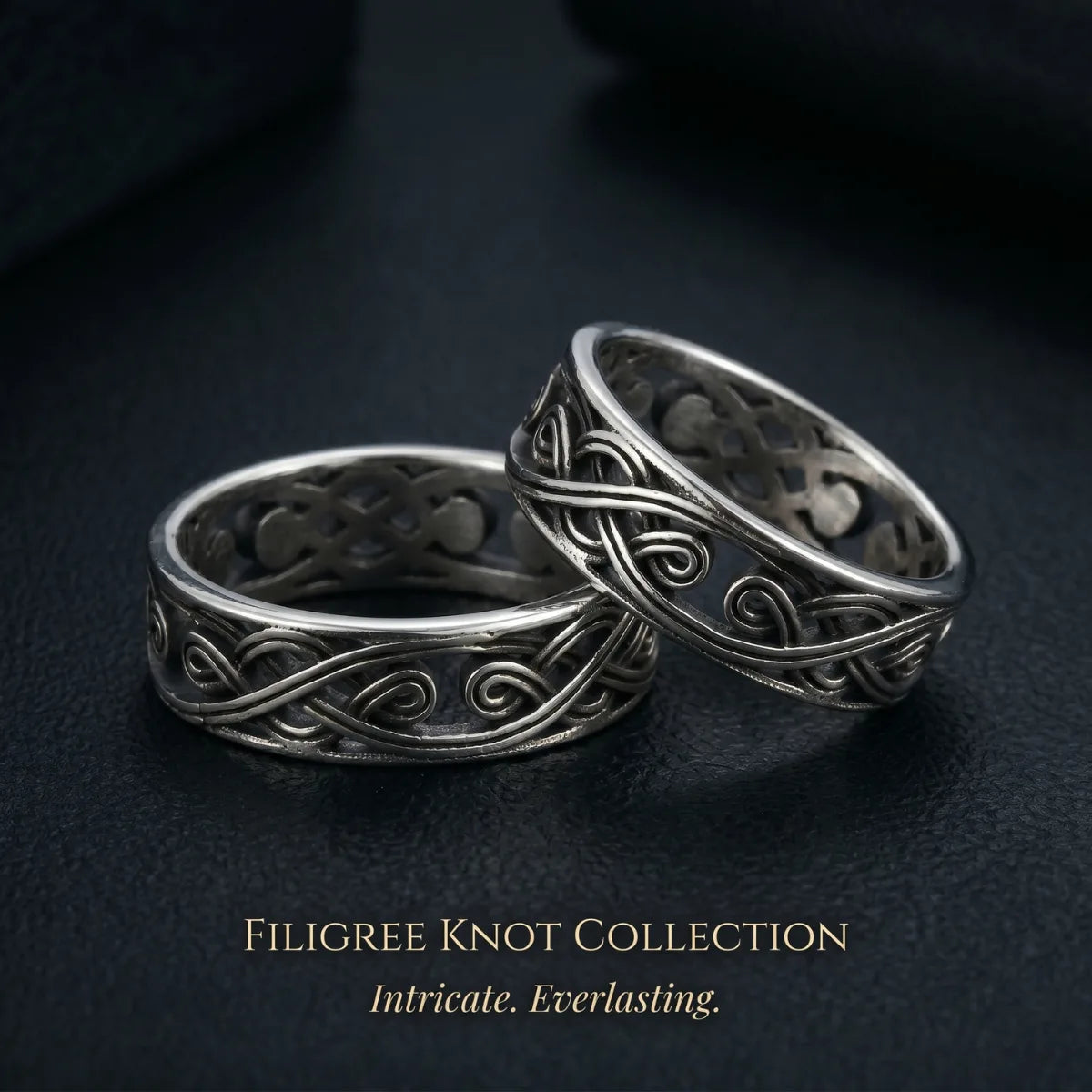 6mm Filigree Knot Band Collection Duo Alternative Couple Wedding Rings