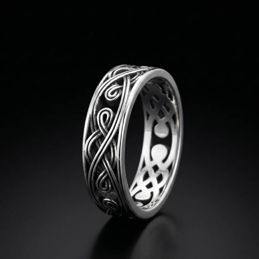 6mm Filigree Knot Band Front View Premium Stainless Steel Celtic Jewelry