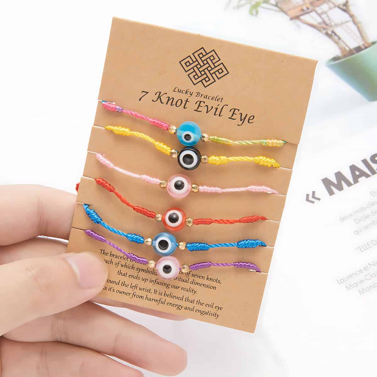 7 Knot Evil Eye String Braided Bracelet Set Xenos Jewelry