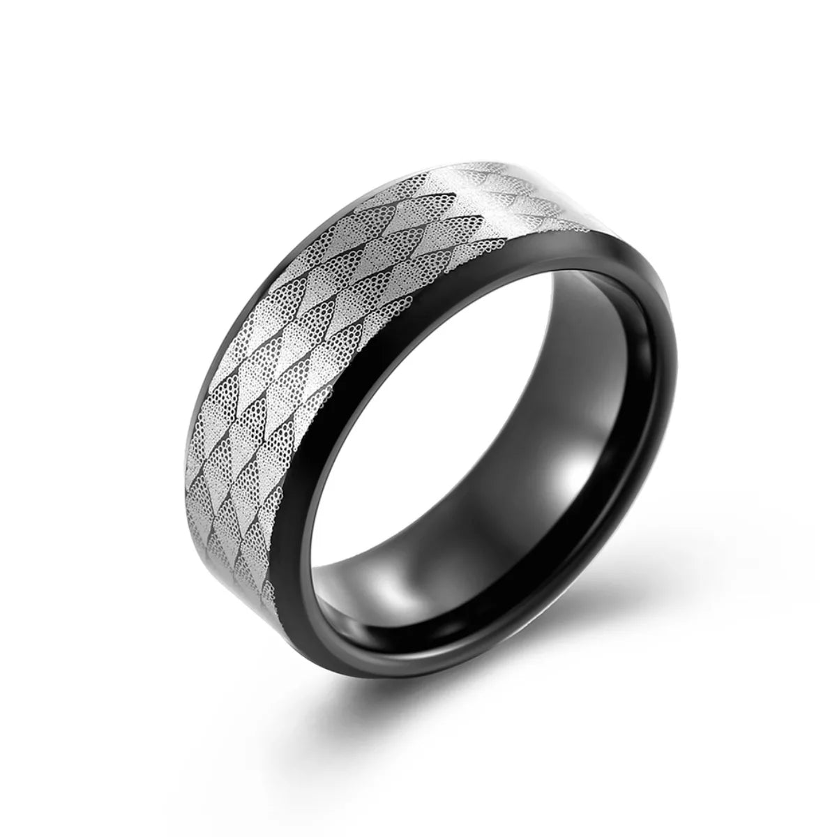 8mm Black Snake Scale Tungsten Ring
