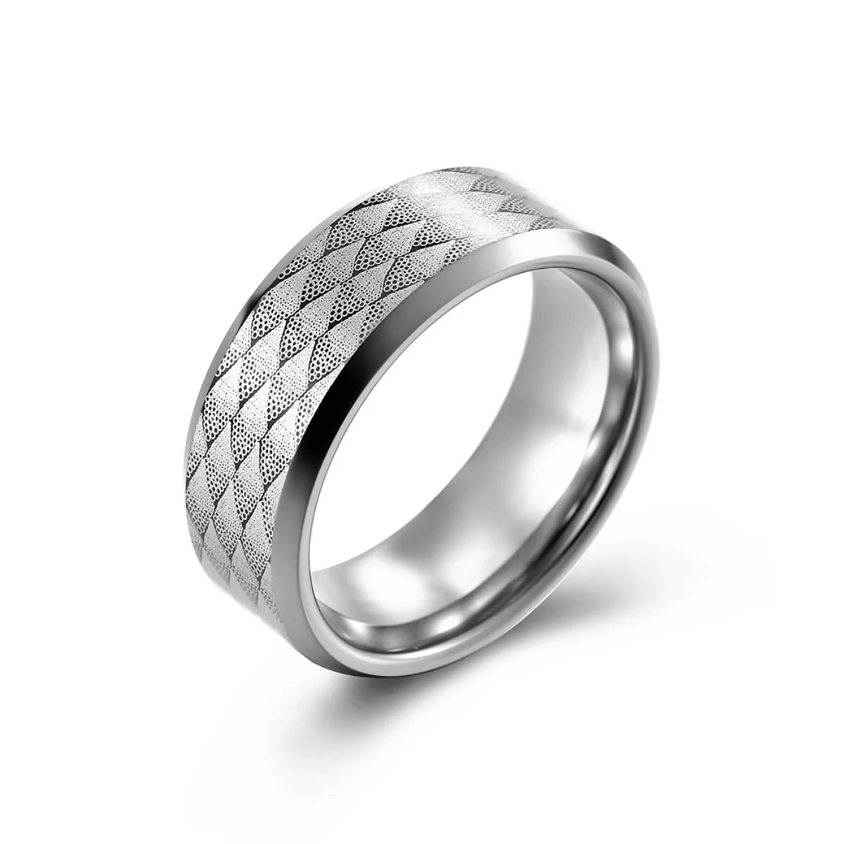 8mm Silver Snake Scale Tungsten Ring