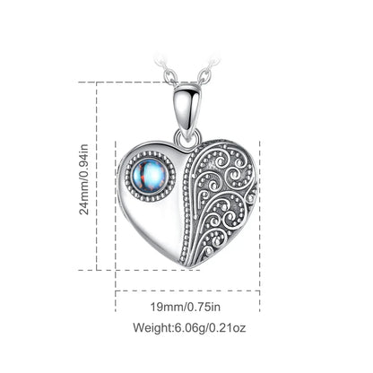 925 Sterling Silver Moonstone Heart Photo Locket Size Dimensions Custom Picture Jewelry