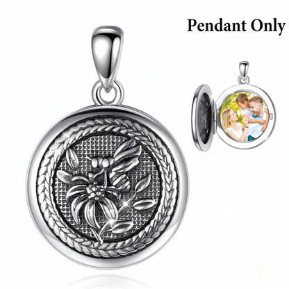 925 Sterling Silver Vintage Bee Photo Locket Pendant Only Custom Keepsake Jewelry