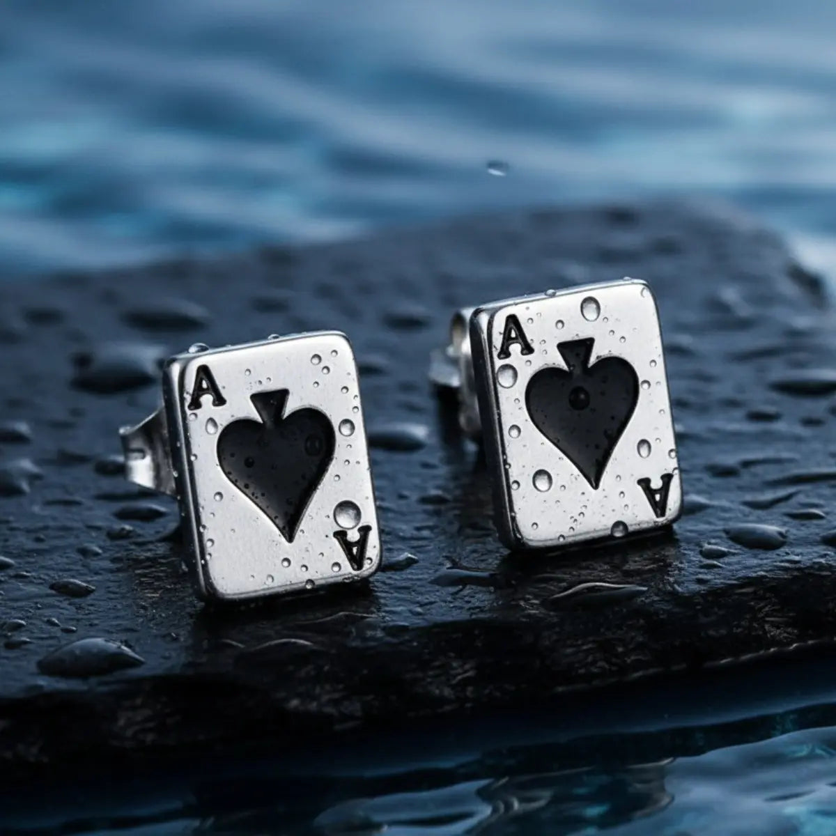 Ace Stud Earrings Silver