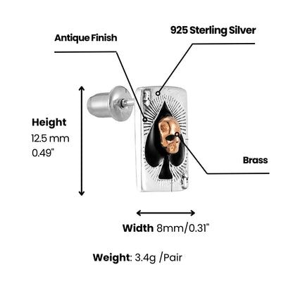 Ace of Spades Skull Earrings Dimensions and Weight