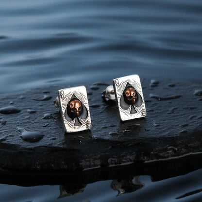 Ace of Spades Skull Earrings