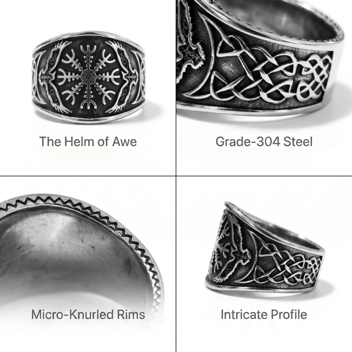 Aegishjalmur Raven Ring Silver Details