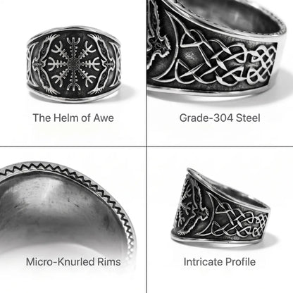 Aegishjalmur Raven Ring Silver Details