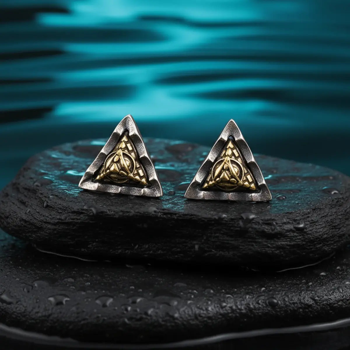 All Seeing Eye Pyramid Stud Earrings