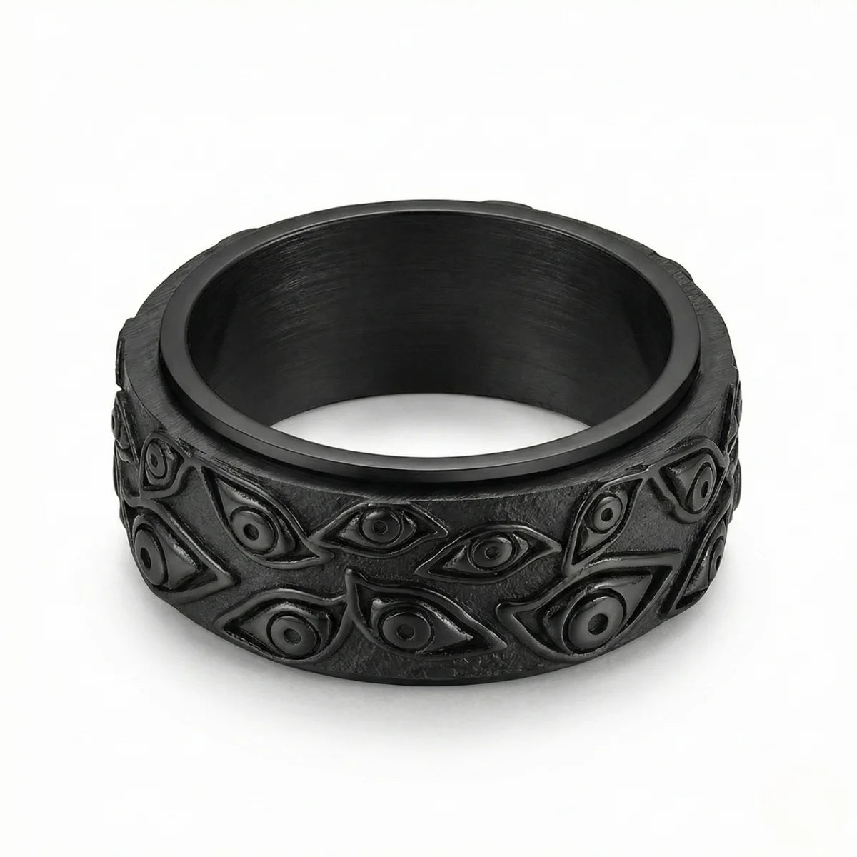 All Seeing Eye Spinner Ring Black Details