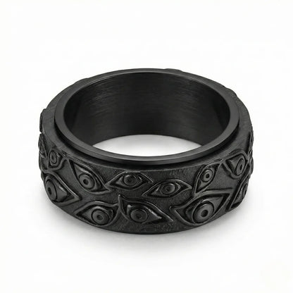All Seeing Eye Spinner Ring Black Details
