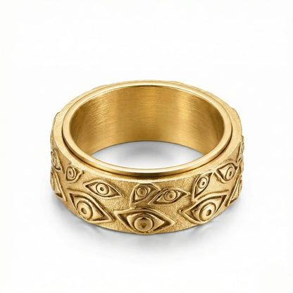 All Seeing Eye Spinner Ring Gold Details