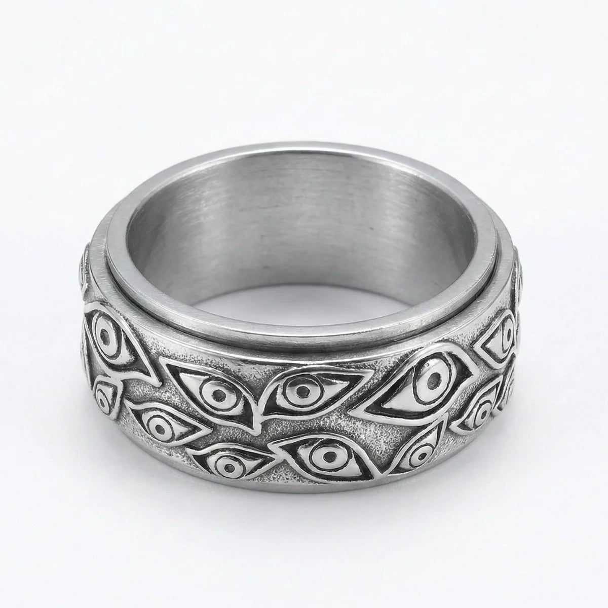 All Seeing Eye Spinner Ring Silver Details