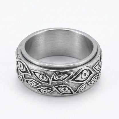 All Seeing Eye Spinner Ring Silver Details