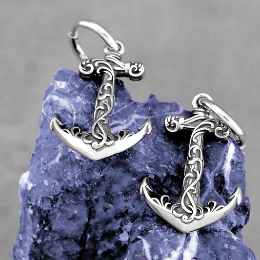 Anchor Drop Hoop Earrings with Wave Xenos Jewelry