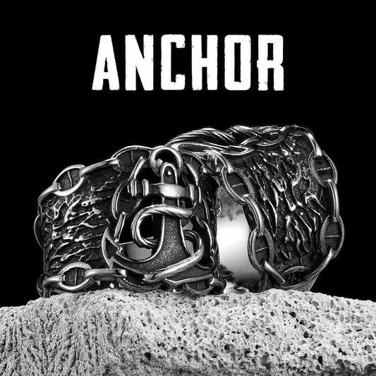 Anchor Ring with Chain Xenos Jewelry