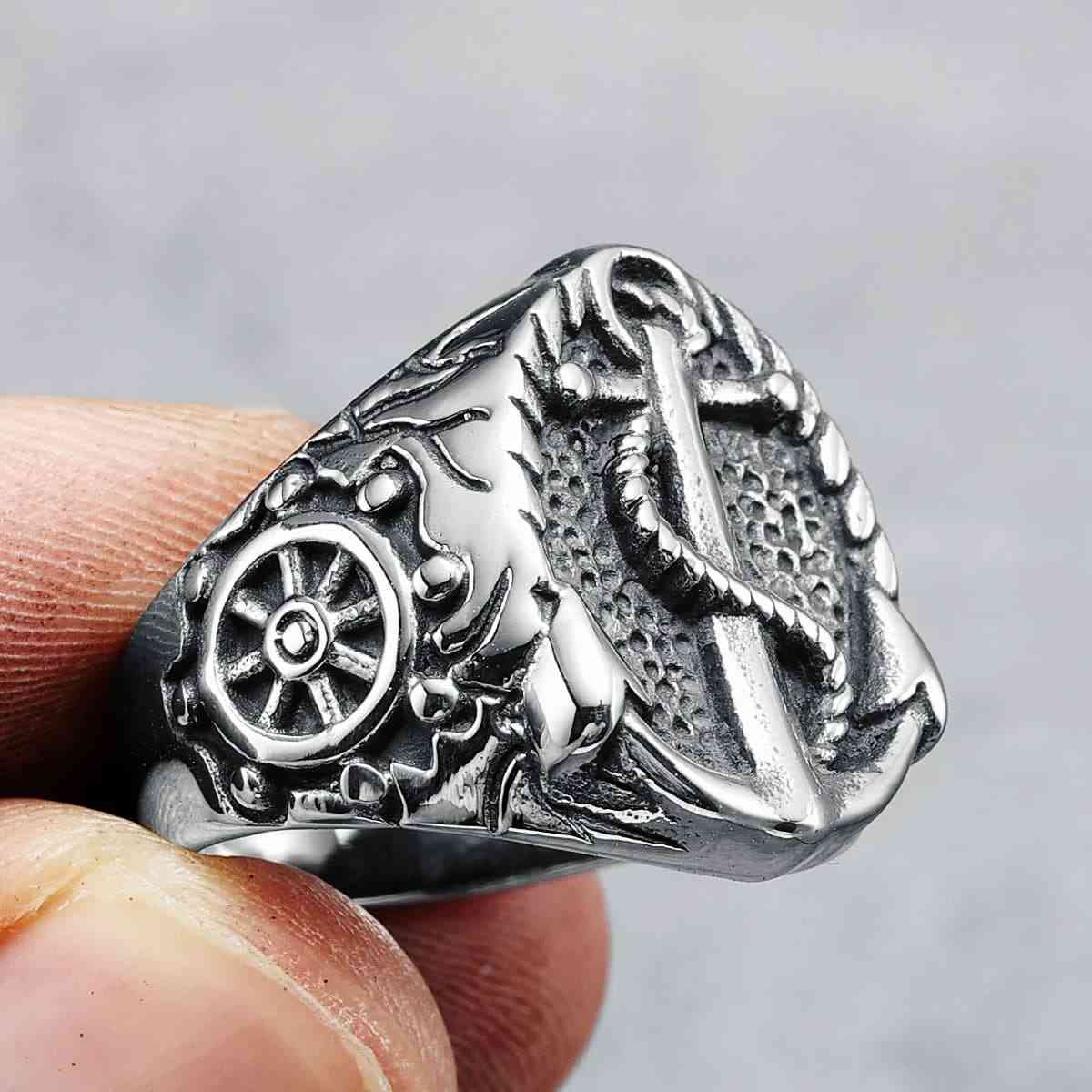 Achor Rings Anchor Ring with Ship Wheel | Xenos Jewelry