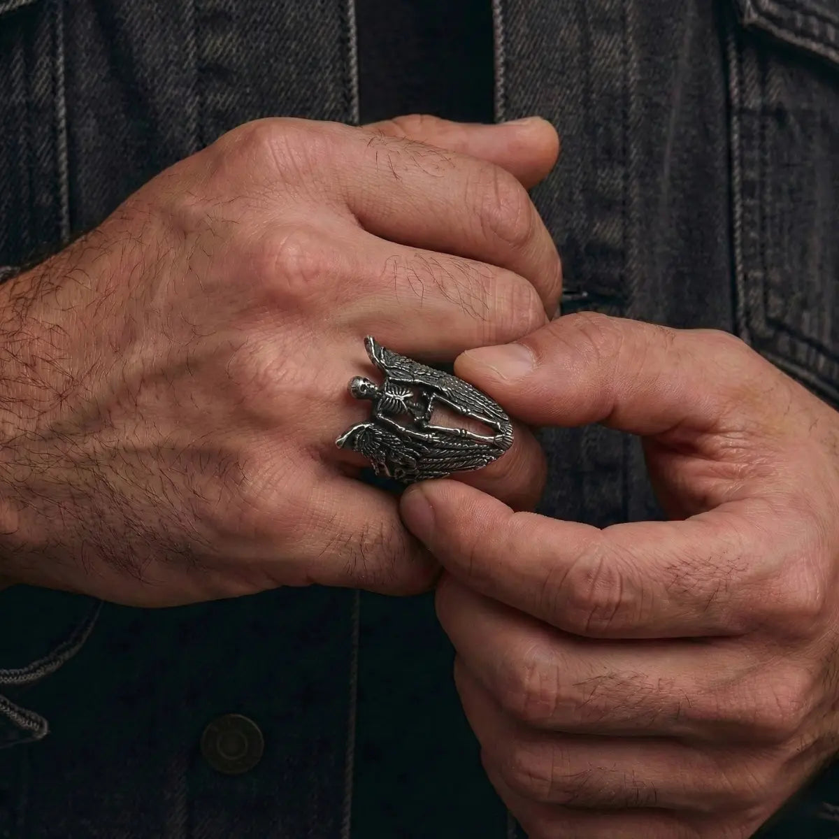 Angel of Death Ring Worn by Male Model