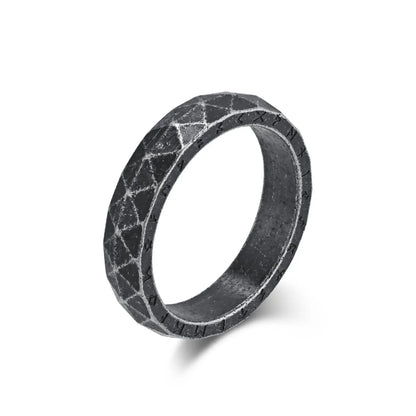 Antique Black Faceted Rune Ring Details