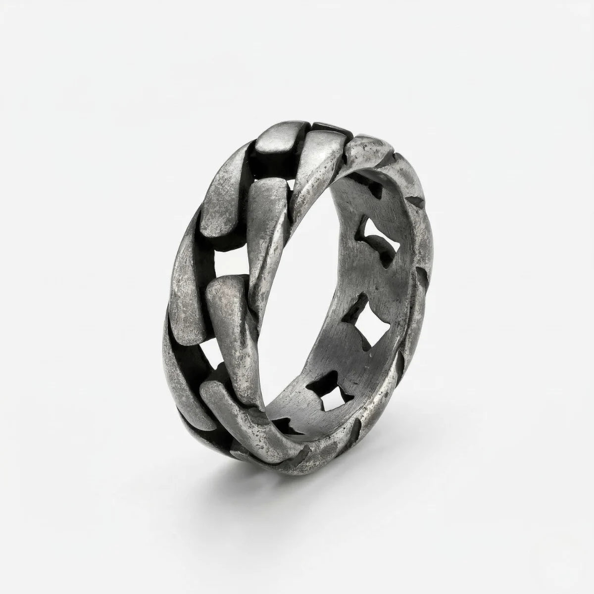 Antique Silver Cuban Link Ring Details