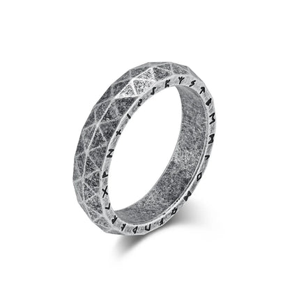 Antique Silver Faceted Rune Ring Details