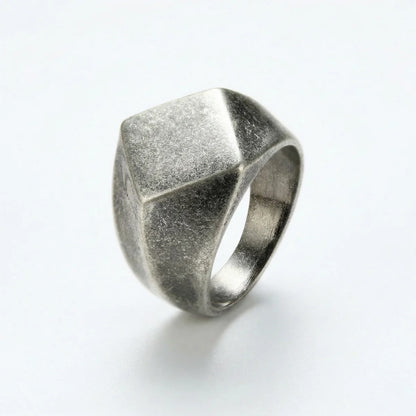 Antique Silver Geometric Signet Ring Details