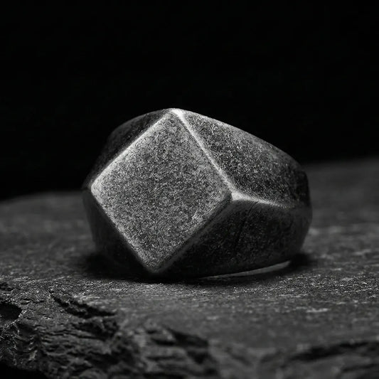 Antique Silver Geometric Signet Ring