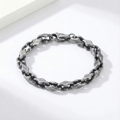 Antique Silver Geometric Stainless Steel Bracelet Front