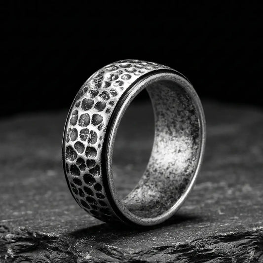 Antique Silver Hammered Band Ring