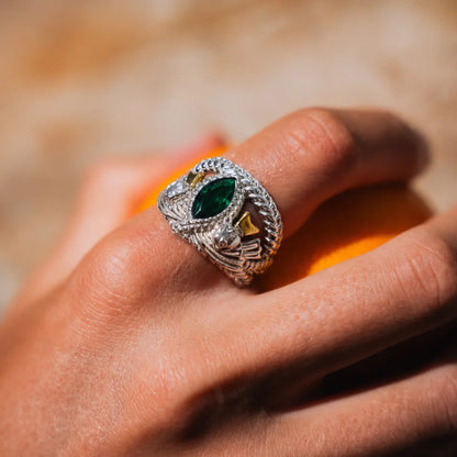 Aragorn Ring of Barahir Sterling Silver Worn on Hand Close Up