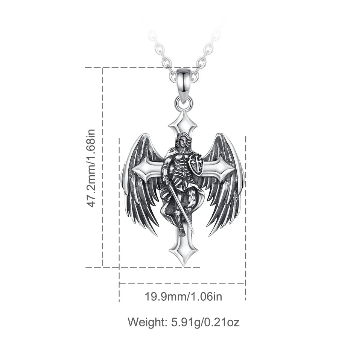 Archangel Michael Cross Pendant Dimensions and Weight