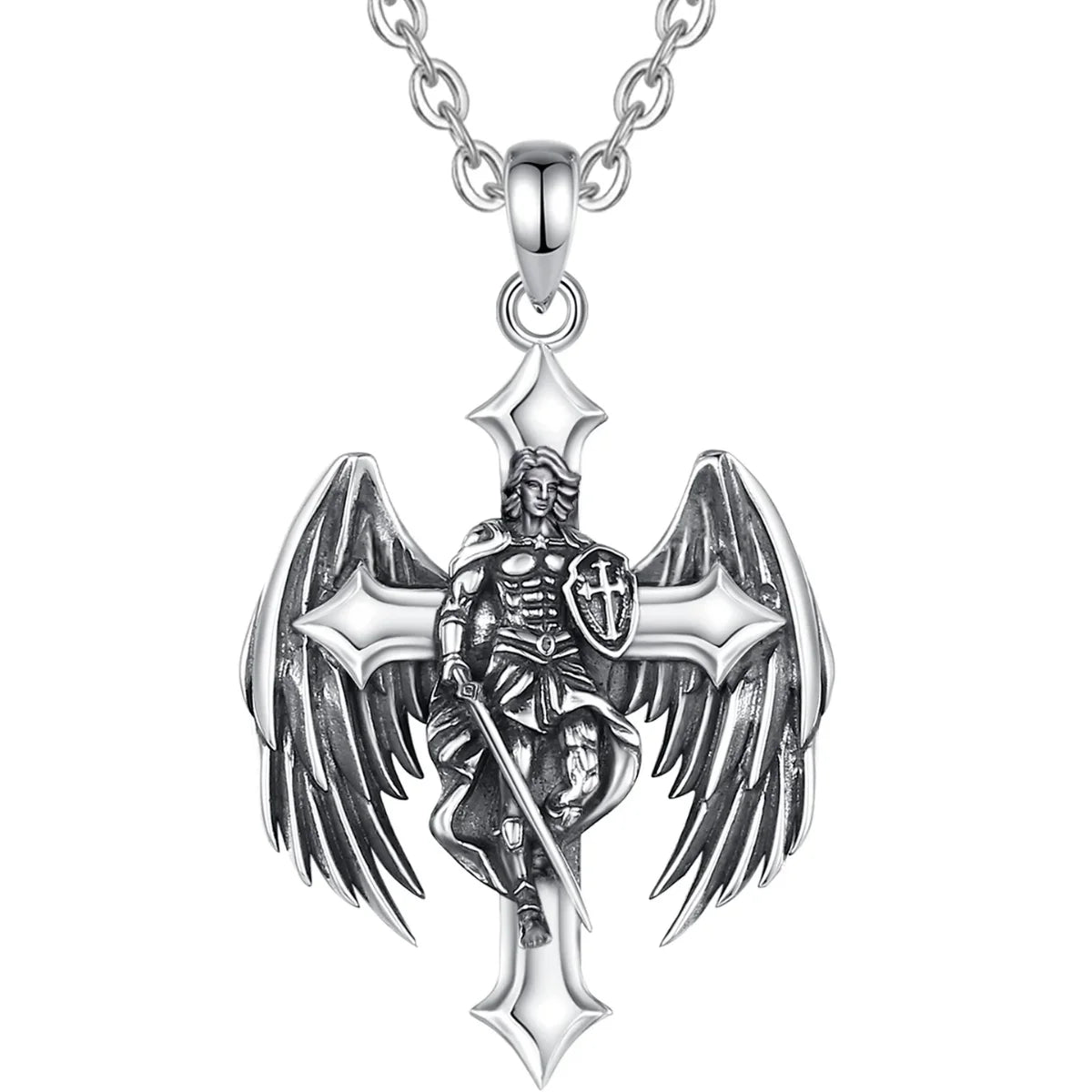 Archangel Michael Cross Pendant with 20inch Chain