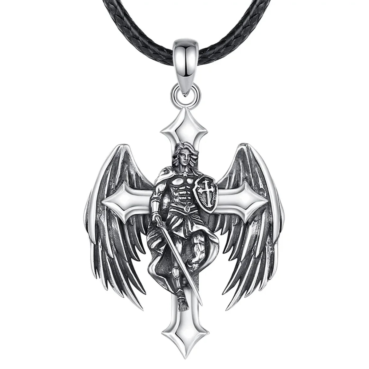Archangel Michael Cross Pendant with 24inch Rope